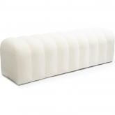 Vertigo Bench in White Boucle Fabric